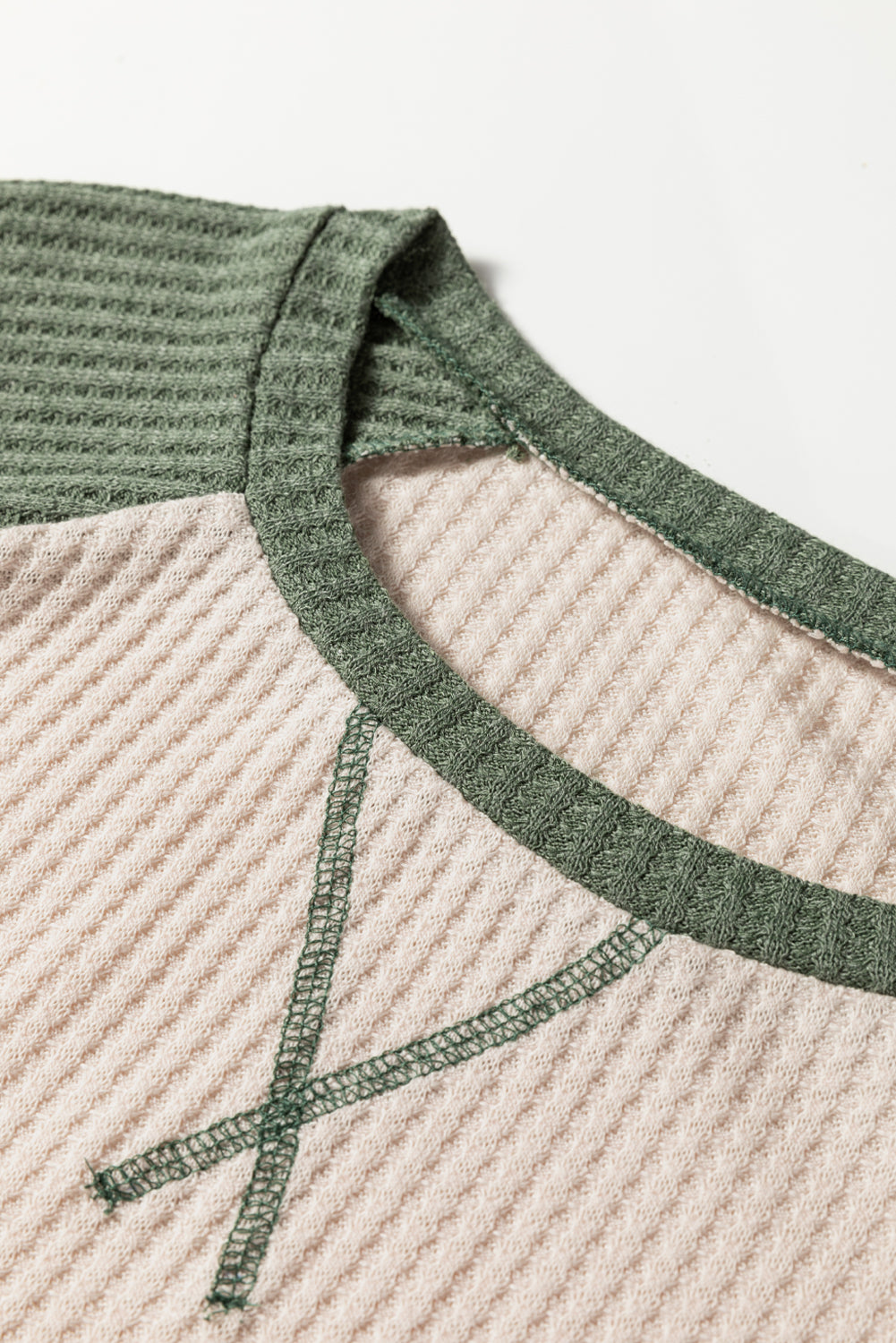 Weekend Rally Waffle Raglan – Forest & Ivory 🌿🤍