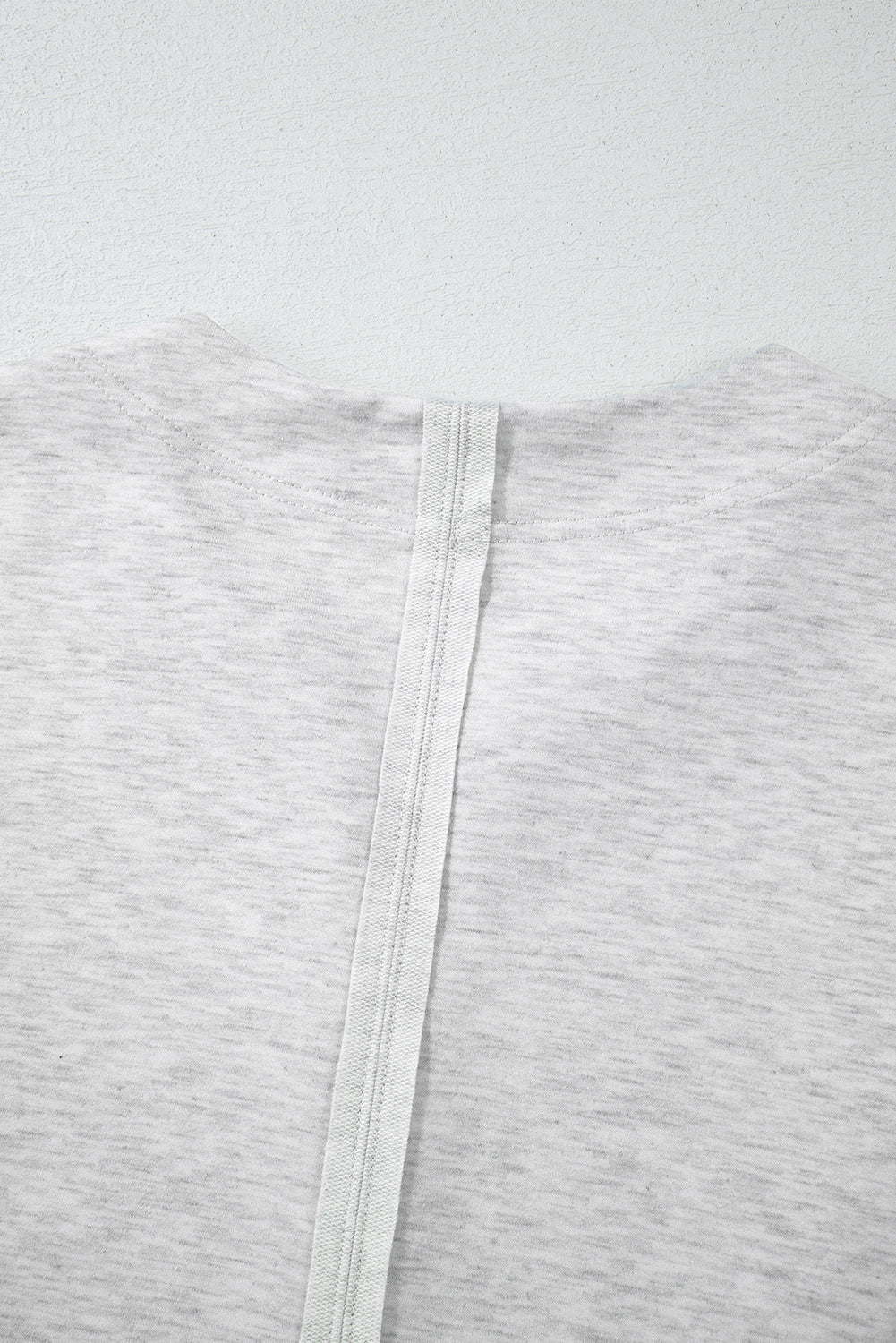 Two Tone Gray Waffle Knit Patched Buttoned V Neck Top