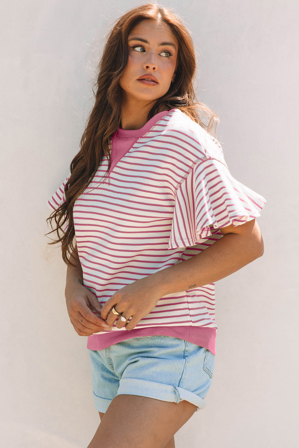 Pink Lemonade Flutter Stripe Tee