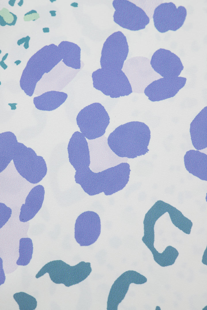 Coastal Confetti Leopard V-Neck Top (Sea Mist Mix)