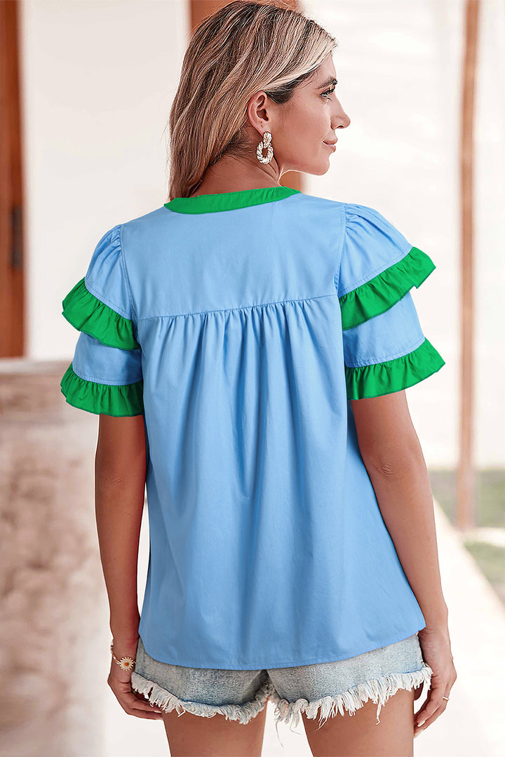 Blue Skies & Green Dreams Ruffle Top