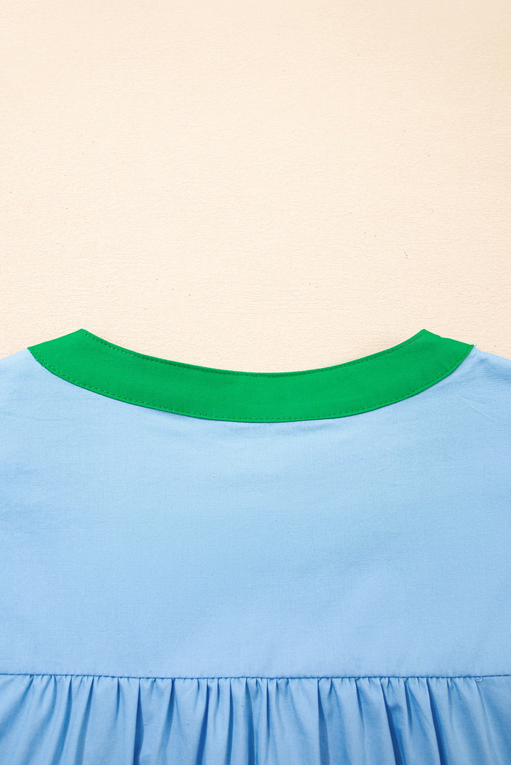 Blue Skies & Green Dreams Ruffle Top