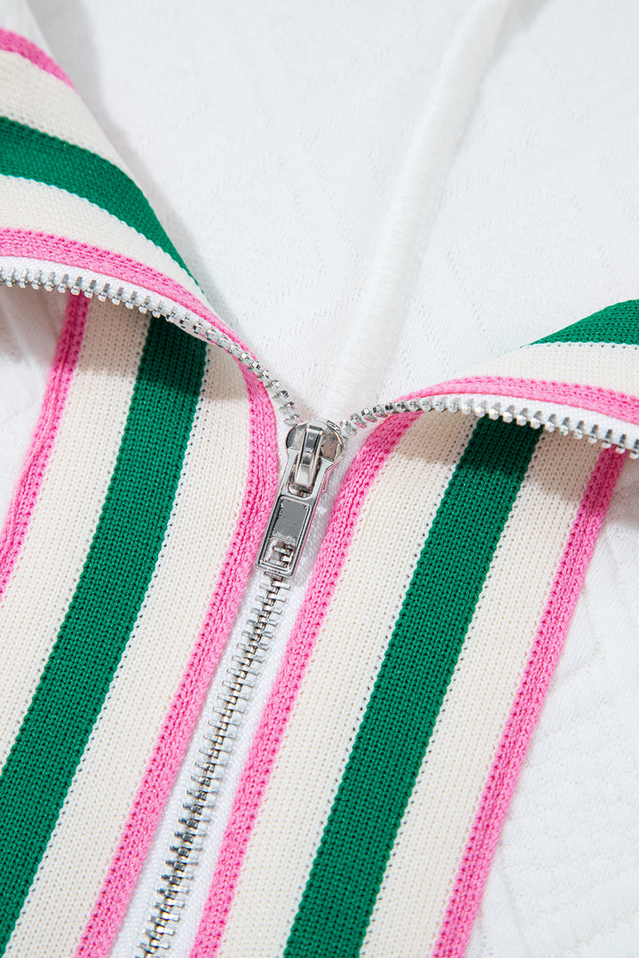 Courtside Crush Half-Zip Jacquard Top 💚💗