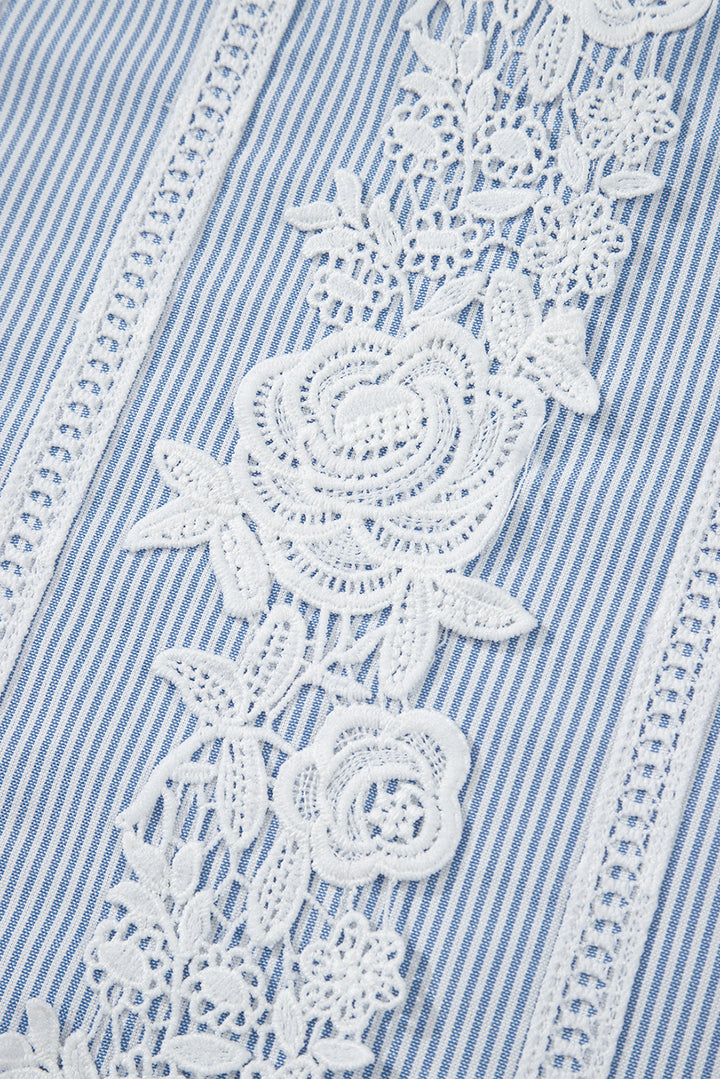 Garden Party Pinstripe Lace Blouse 🌸