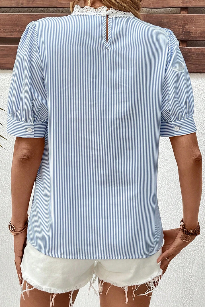 Garden Party Pinstripe Lace Blouse 🌸