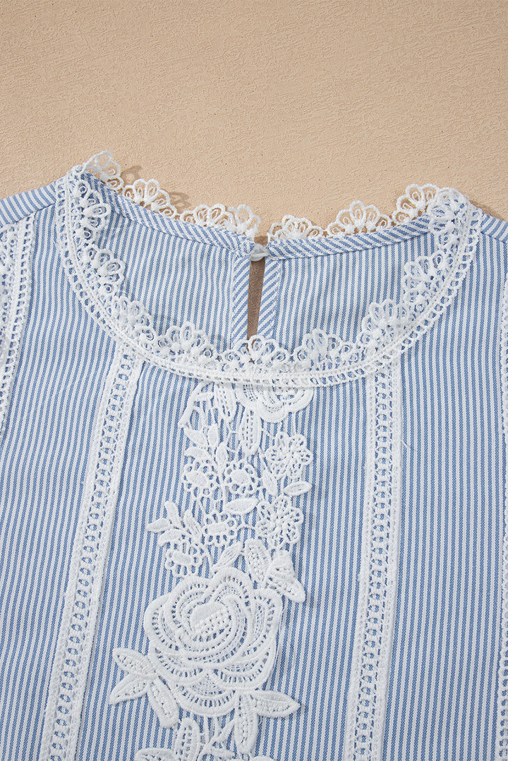 Garden Party Pinstripe Lace Blouse 🌸