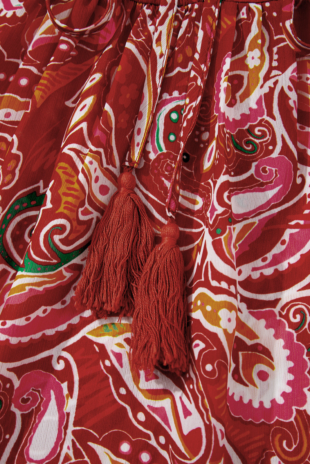 Sangria Stroll Tassel Blouse