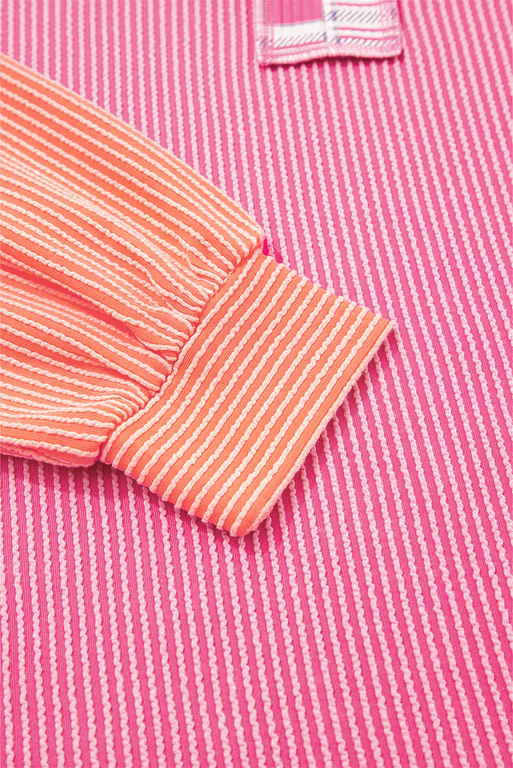 Candy-Pop Patchwork Henley Sweatshirt