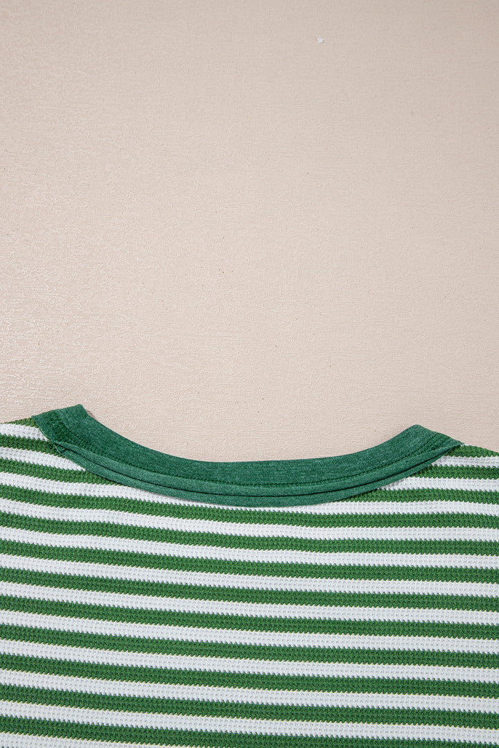 Northwoods Stripe Waffle Top – Evergreen