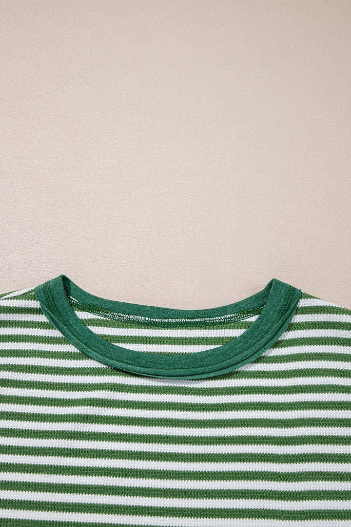 Northwoods Stripe Waffle Top – Evergreen