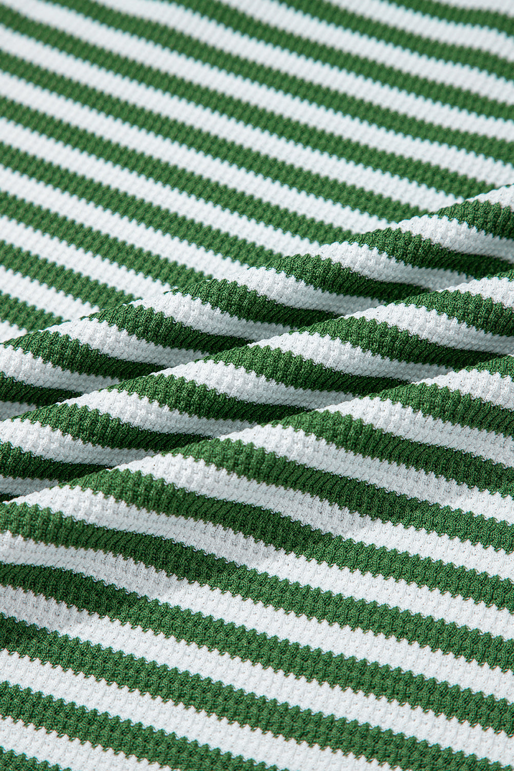 Northwoods Stripe Waffle Top – Evergreen