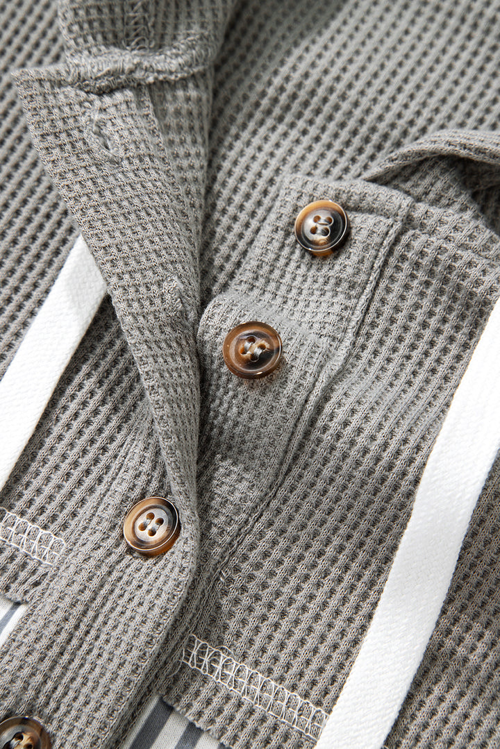 Harvest Trails Waffle Hoodie — Ashphalt Stripe Mix