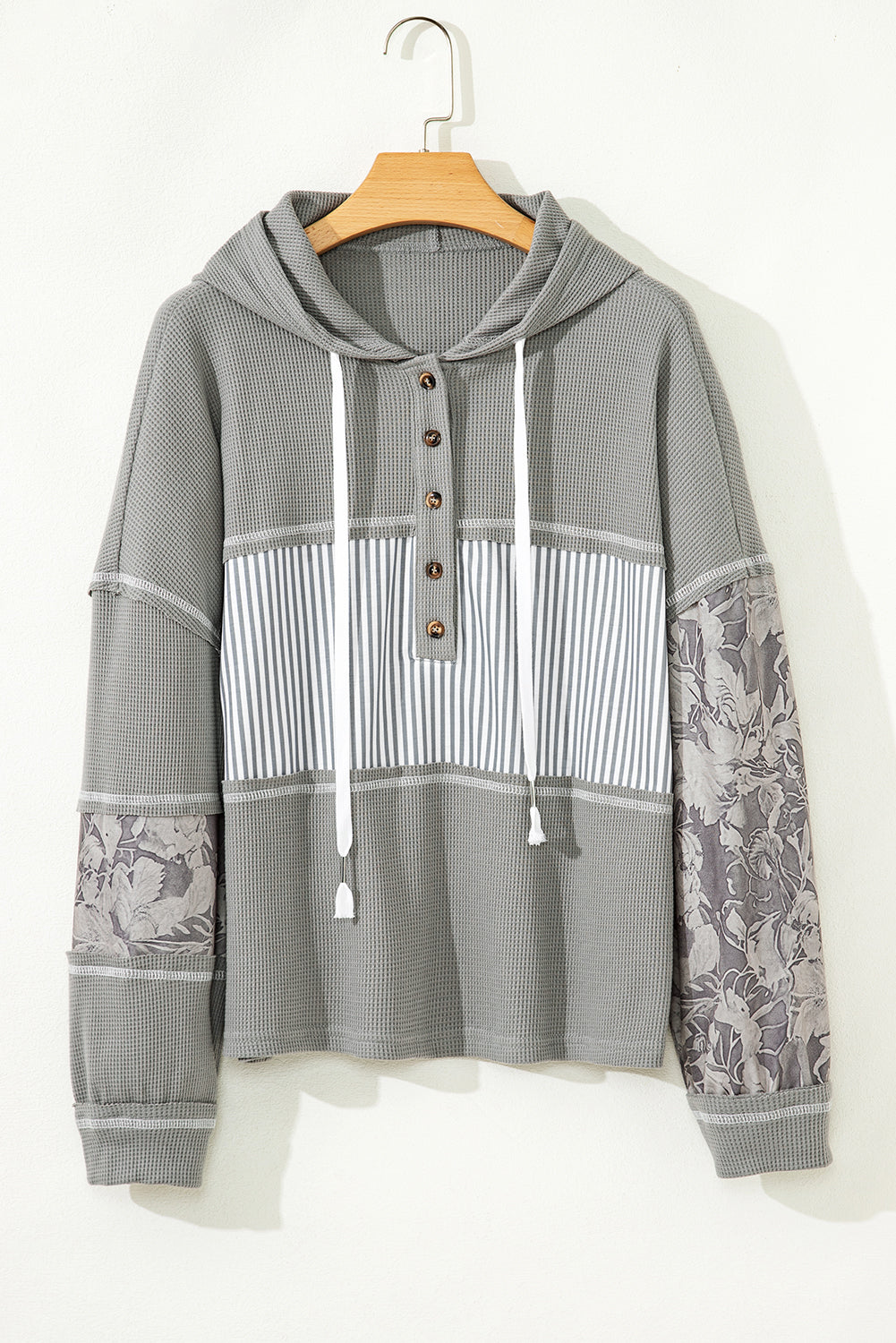 Harvest Trails Waffle Hoodie — Ashphalt Stripe Mix