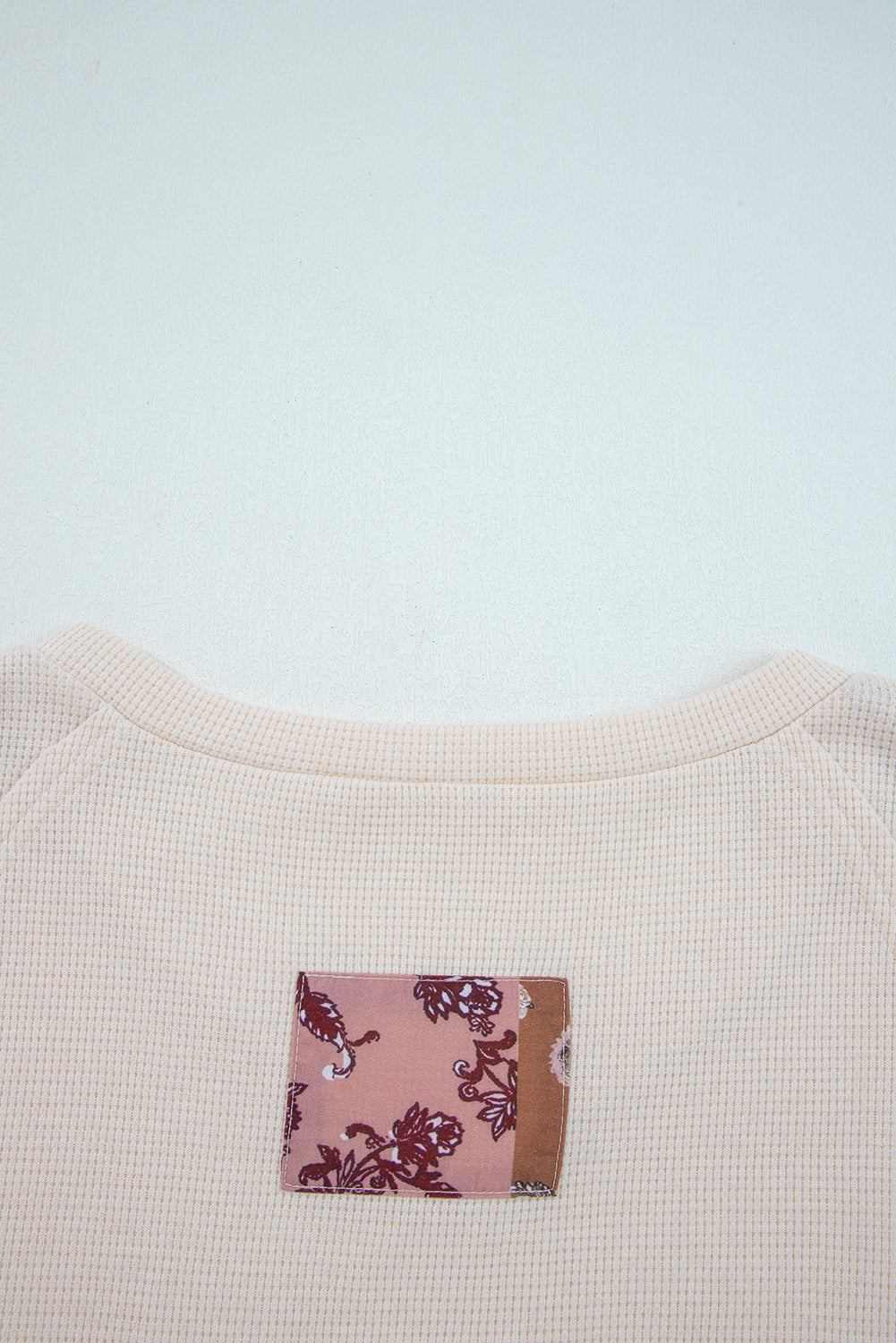 Boho Patchwork Waffle Babydoll Top — Cozy Meets Chic