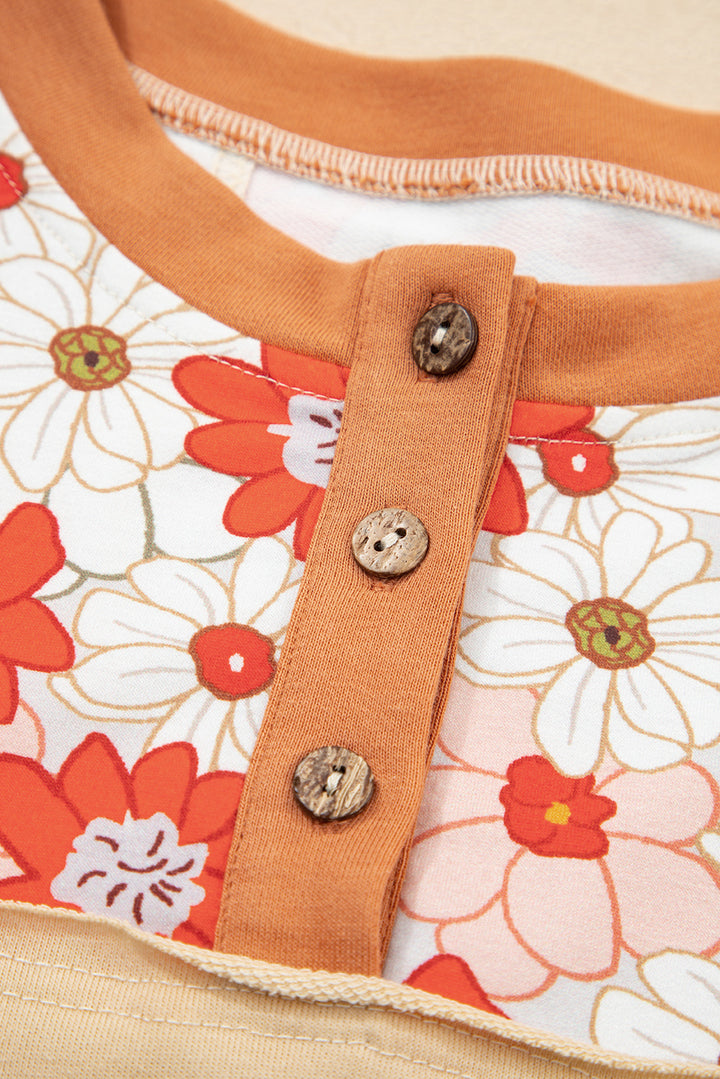 Retro Bloom Patchwork Henley