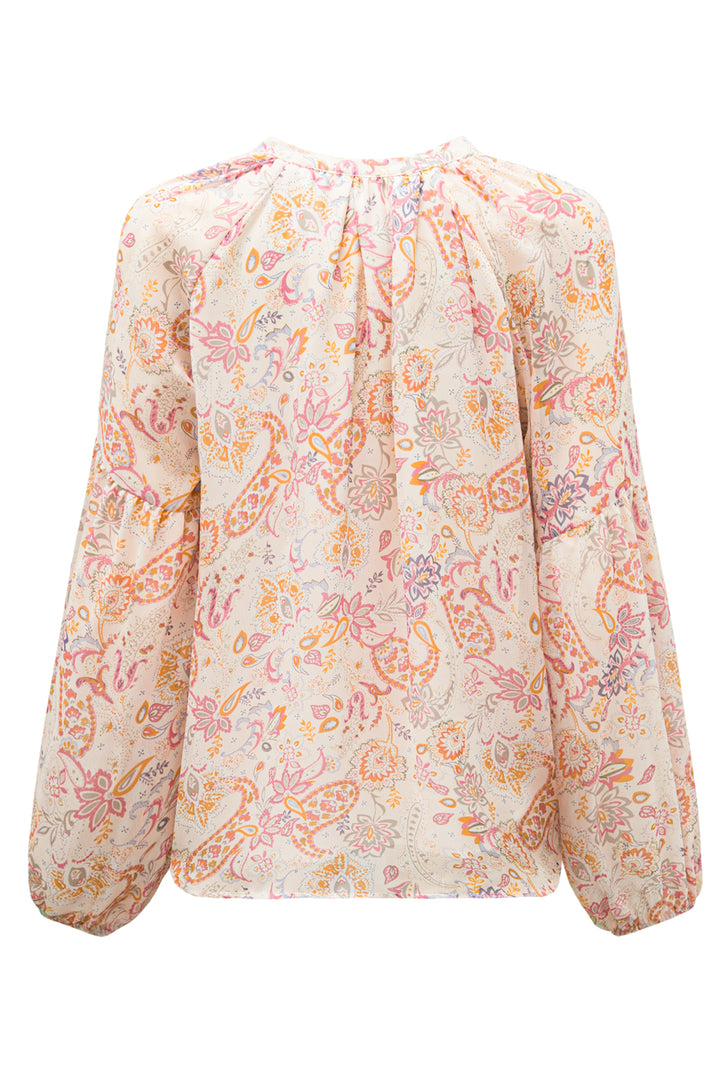 Blush Bloom Boho V-Neck Blouse – Floral Paisley Print
