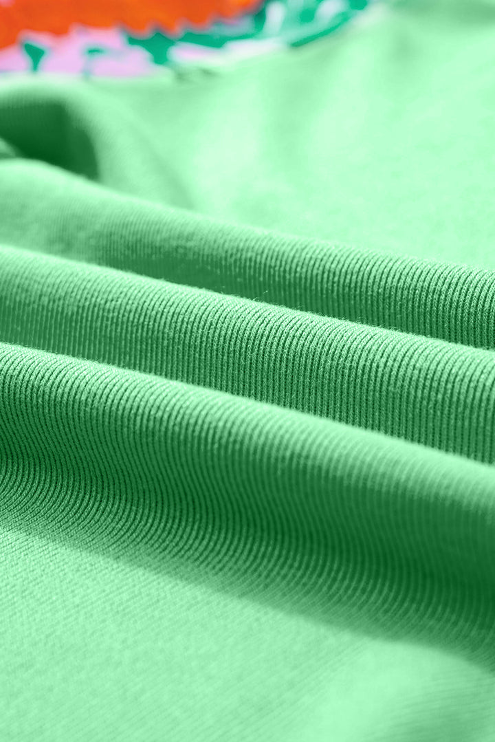 Bright Green Ruffle Cap Sleeve Blouse with Ric Rac Trim