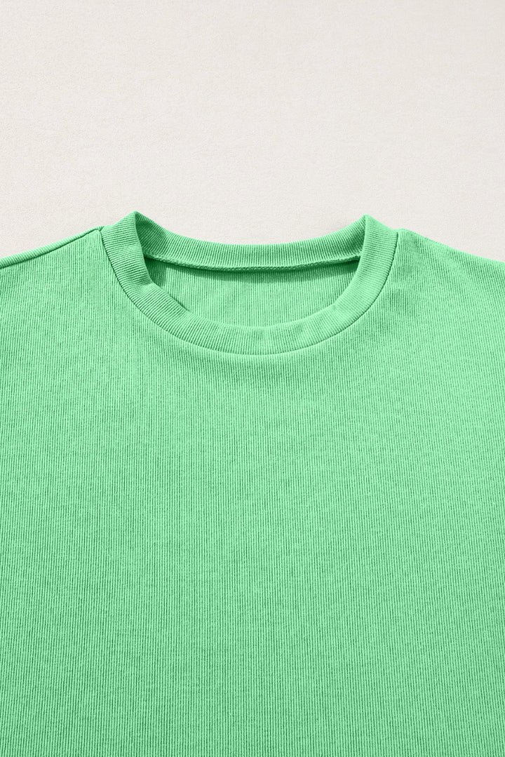 Bright Green Ruffle Cap Sleeve Blouse with Ric Rac Trim