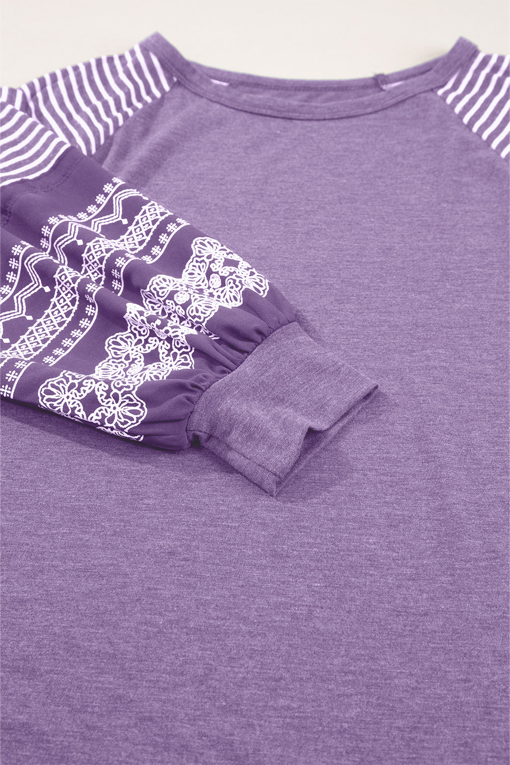 Lavender Lane Raglan — Stripe & Lace Sleeve Top