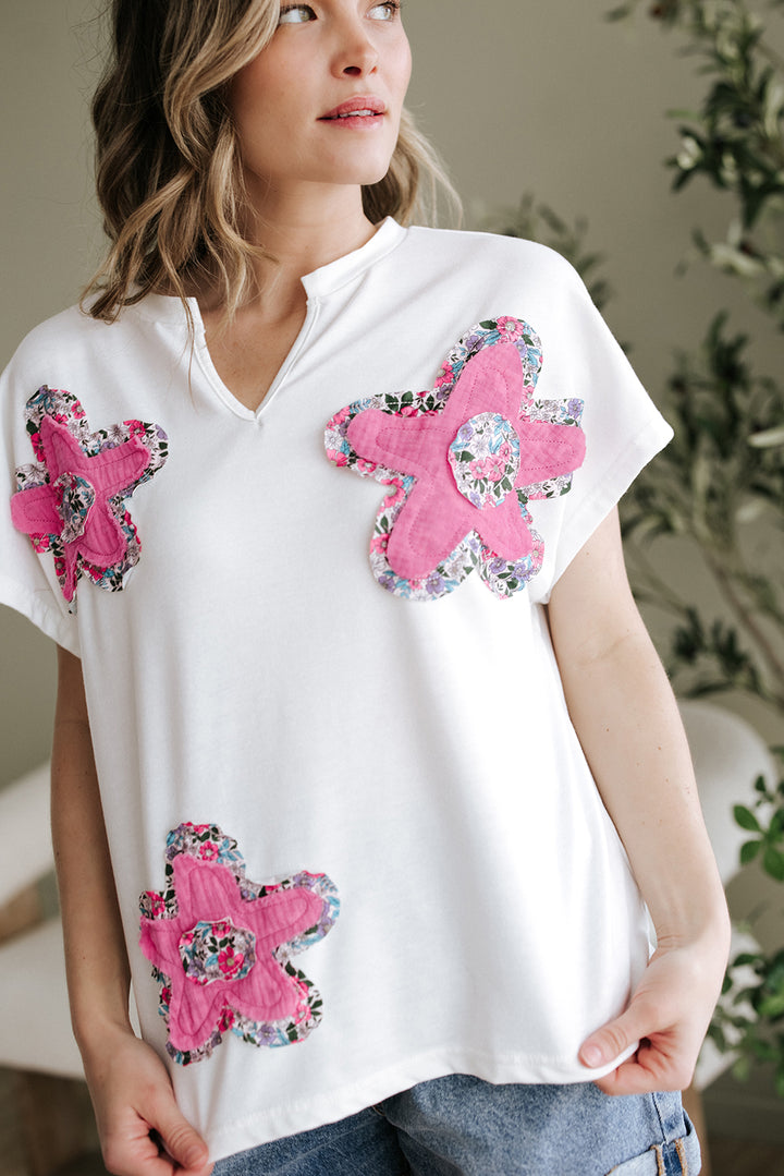 Petal Pop Appliqué Tee — Bloom Bright 🌸
