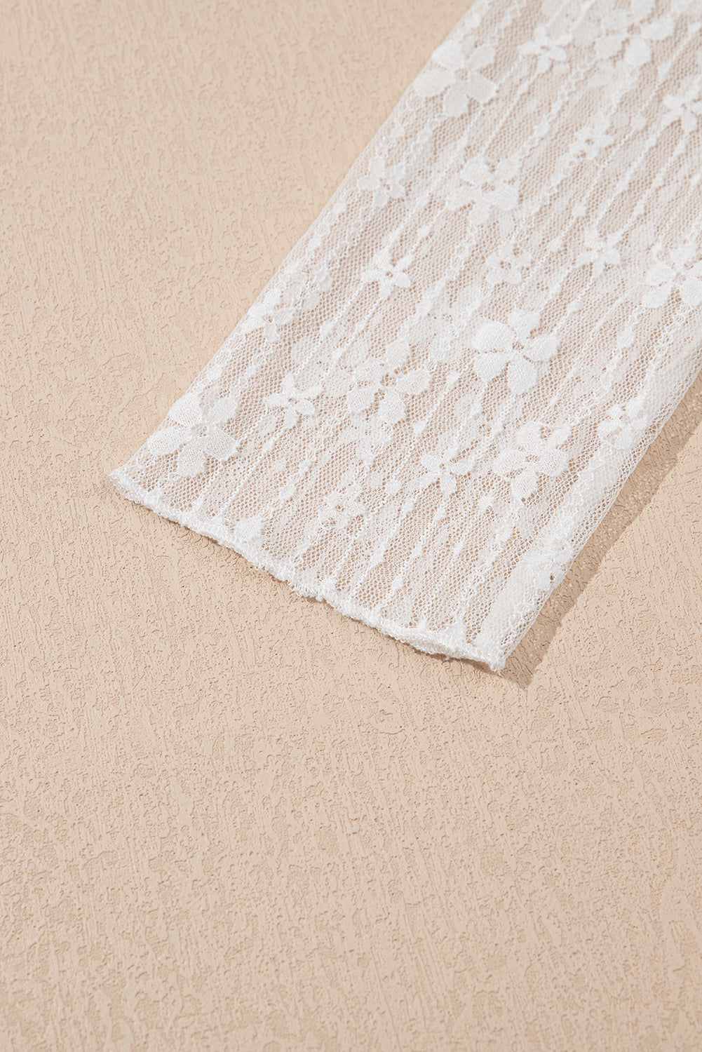 Whimsical Bloom Lace Mesh Top – White Floral