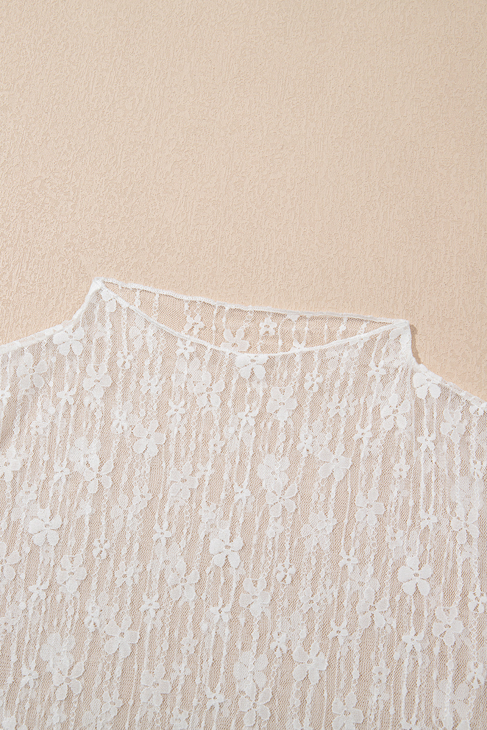 Whimsical Bloom Lace Mesh Top – White Floral