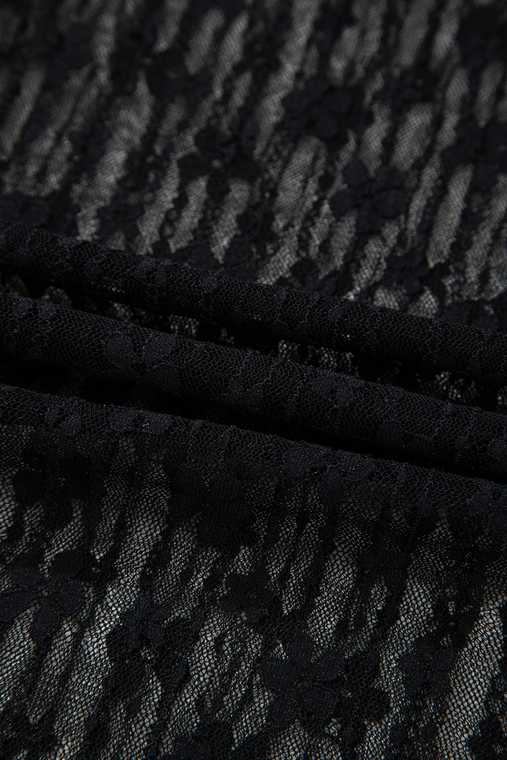 Midnight Bloom Sheer Lace Top – Black Floral Mesh Long Sleeve