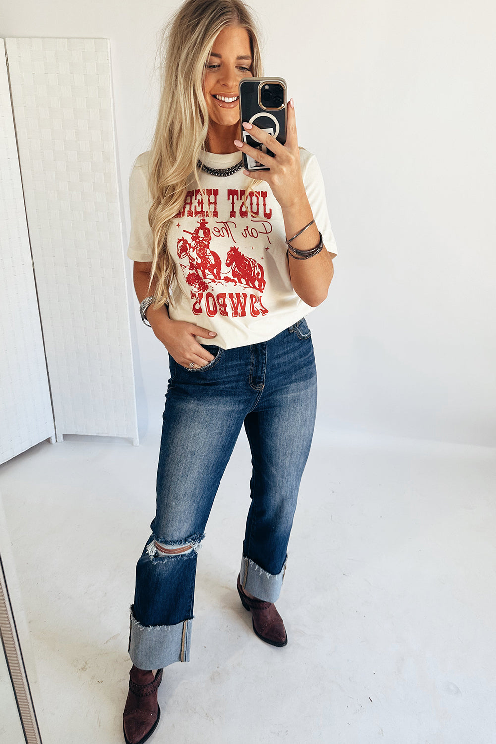 Just Here For The Cowboys – Vintage Rodeo Tee 🤠❤️