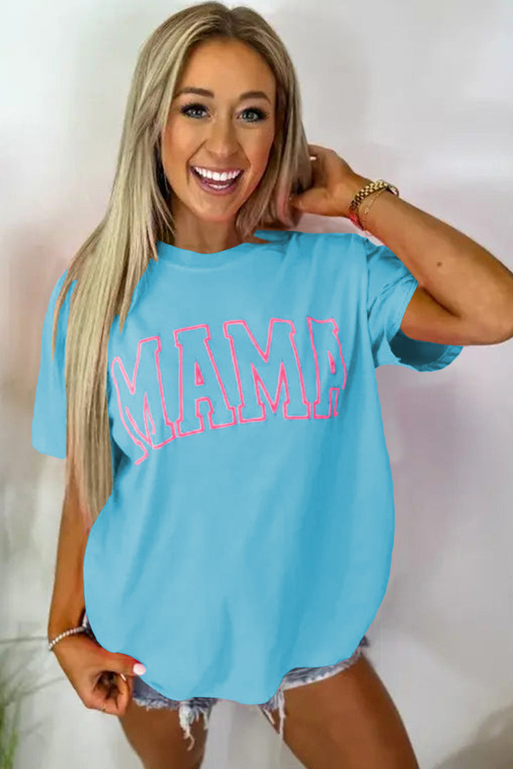 Neon Pop MAMA Tee – Ocean Blue