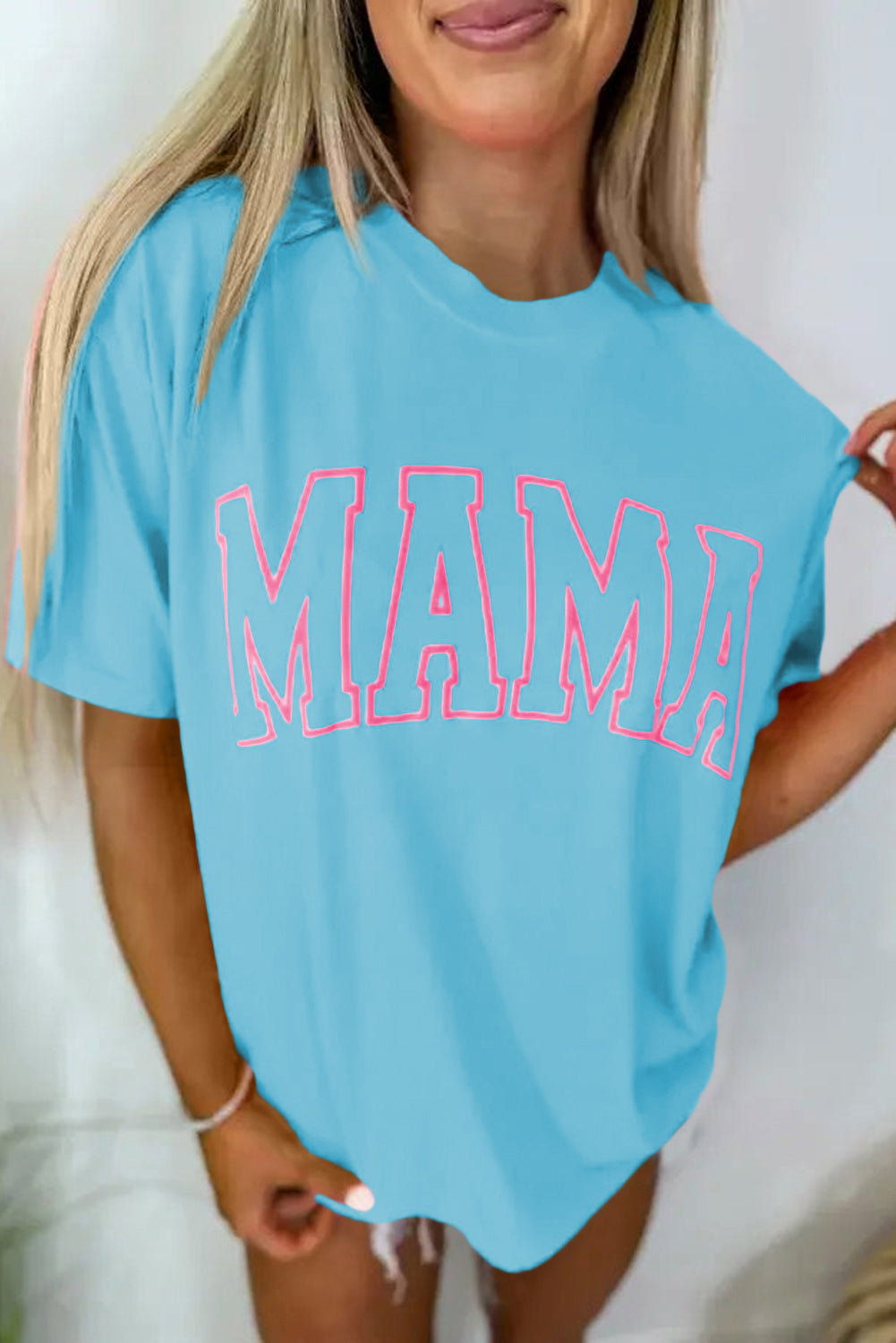 Neon Pop MAMA Tee – Ocean Blue