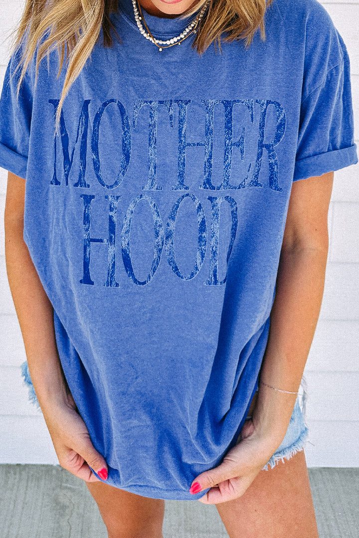 Motherhood Mineral-Wash Graphic Tee (Cobalt Blue)