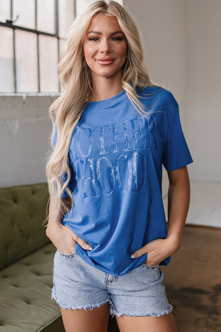 Motherhood Mineral-Wash Graphic Tee (Cobalt Blue)