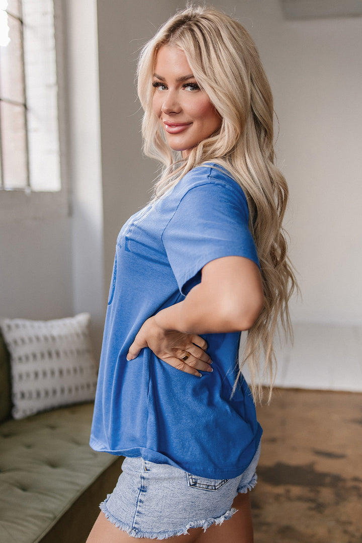 Motherhood Mineral-Wash Graphic Tee (Cobalt Blue)