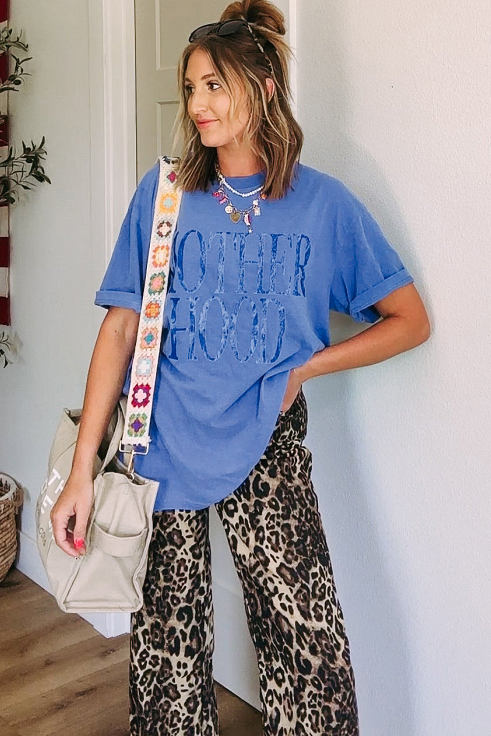 Motherhood Mineral-Wash Graphic Tee (Cobalt Blue)