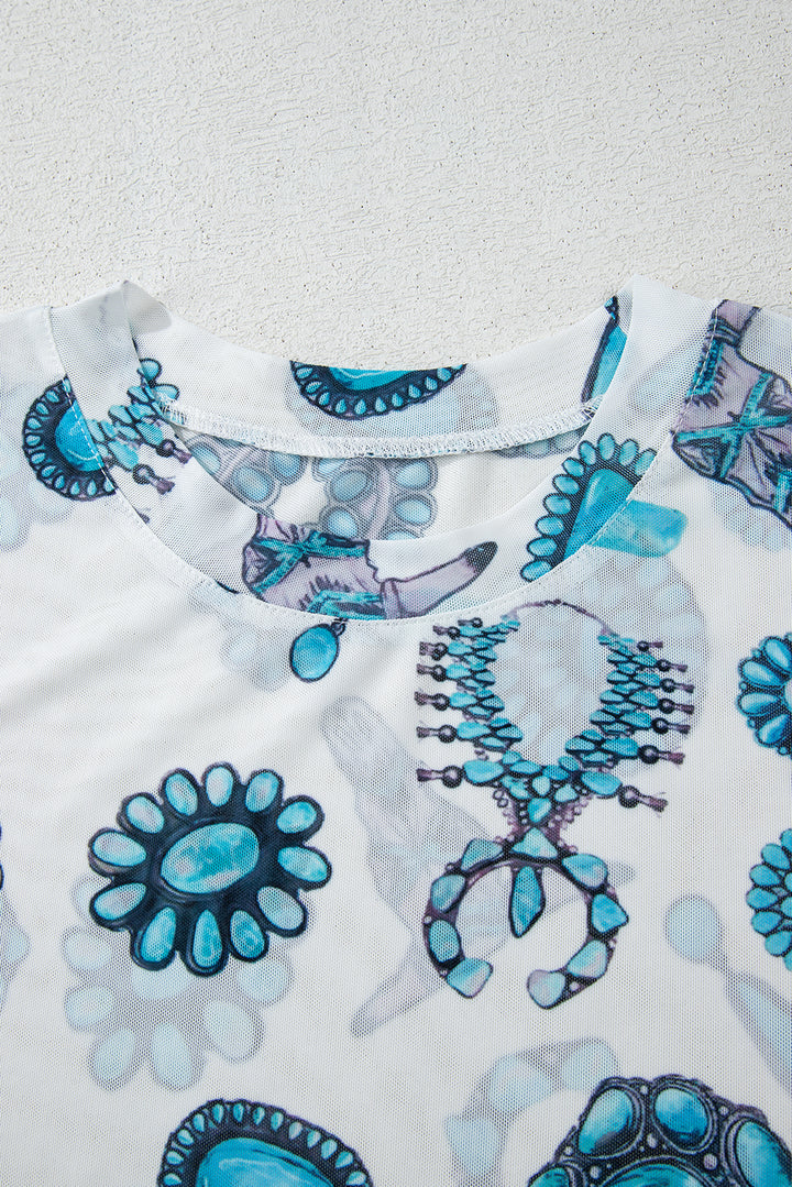 High Desert Turquoise Concho Tee — White