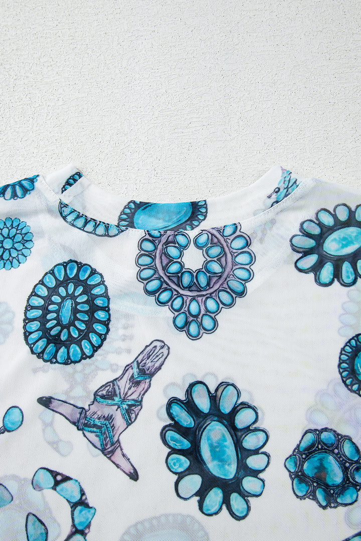 High Desert Turquoise Concho Tee — White