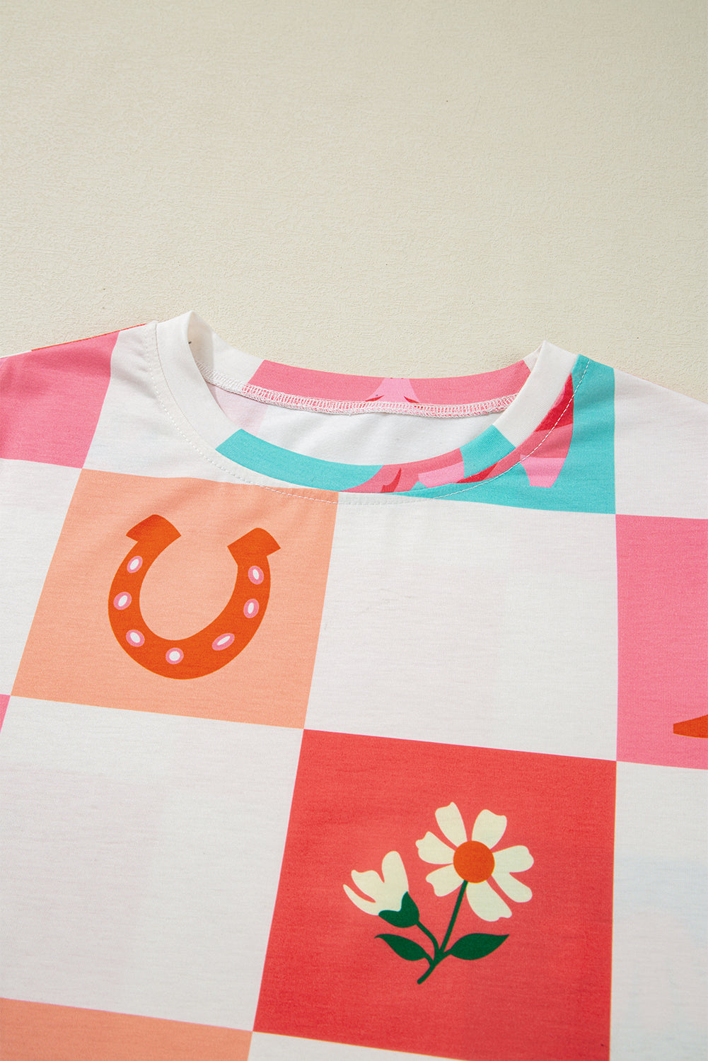 Blossom Checkerboard Western Tee 🌼🤠
