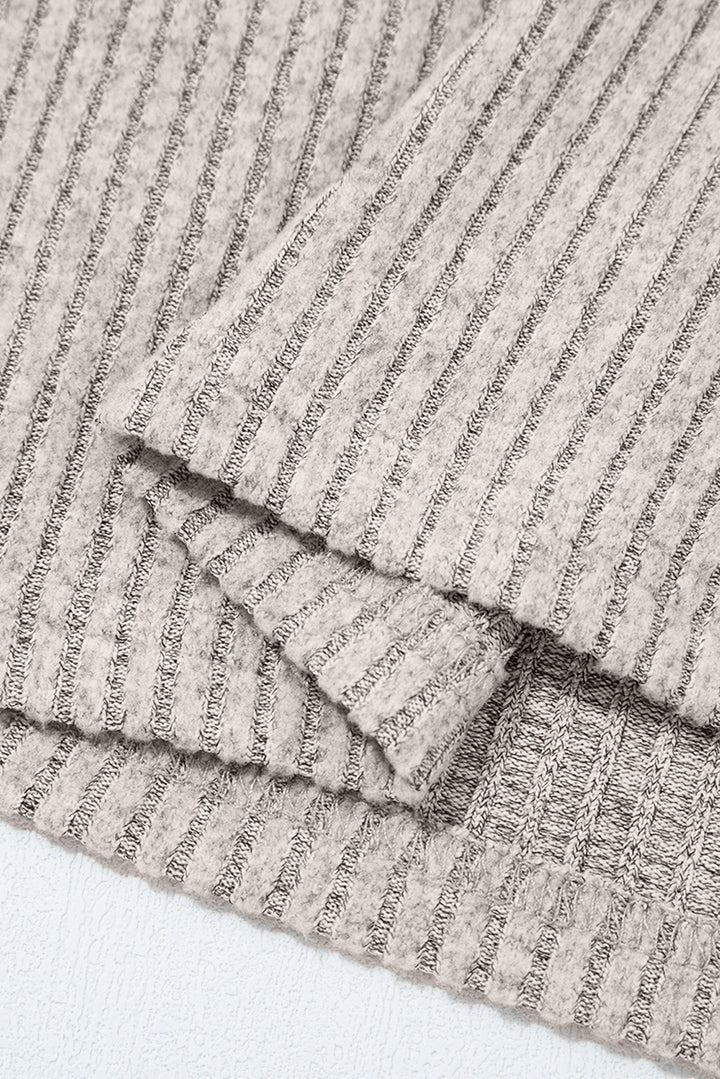 Back to Chic Ribbed Knit Top – Taupe + Black Bow Detail