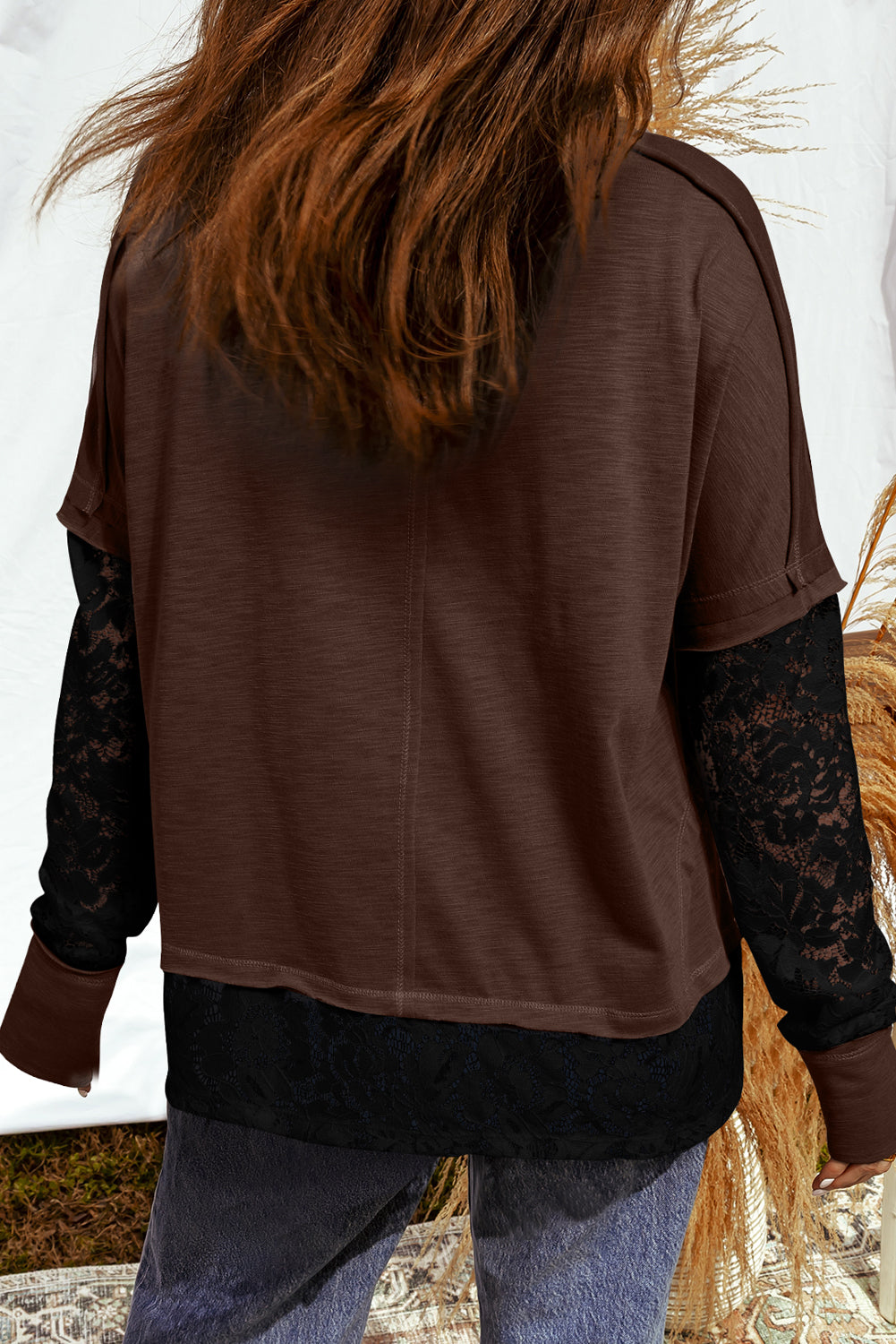 Cocoa Lace Illusion Layered Long-Sleeve Tee