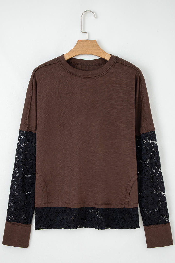 Cocoa Lace Illusion Layered Long-Sleeve Tee