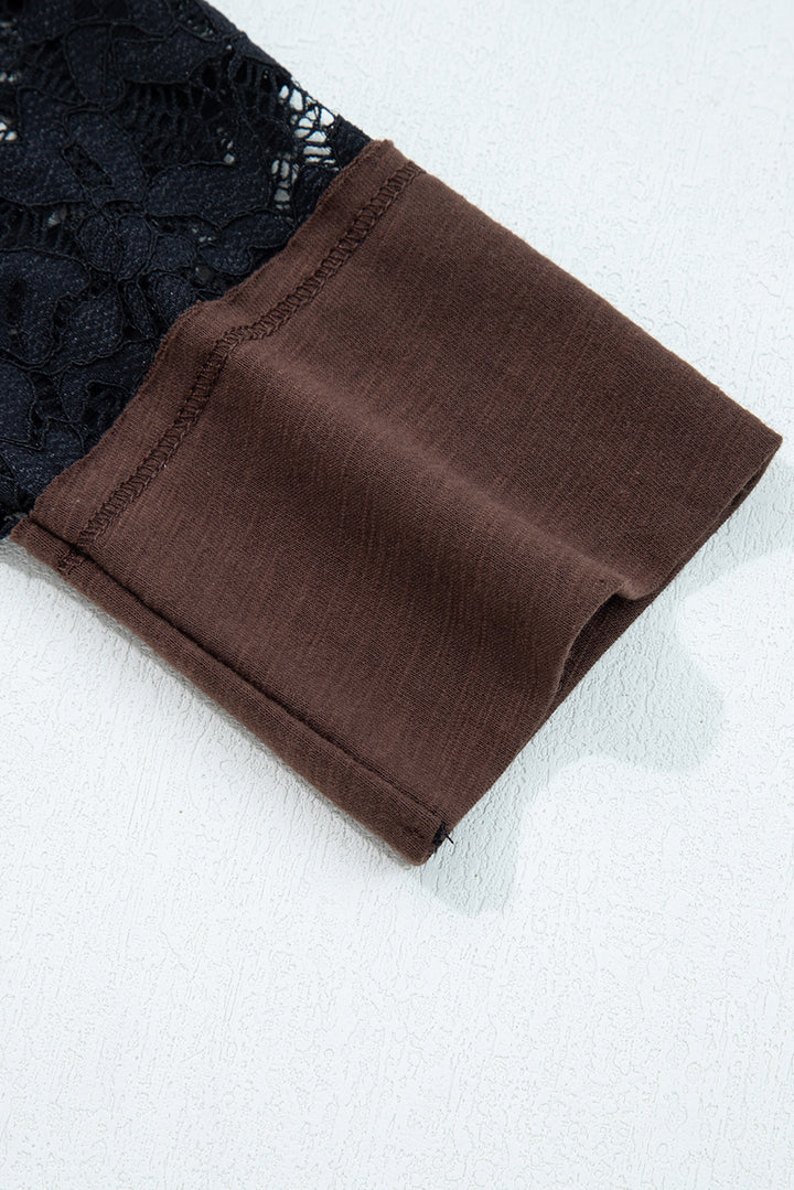 Cocoa Lace Illusion Layered Long-Sleeve Tee