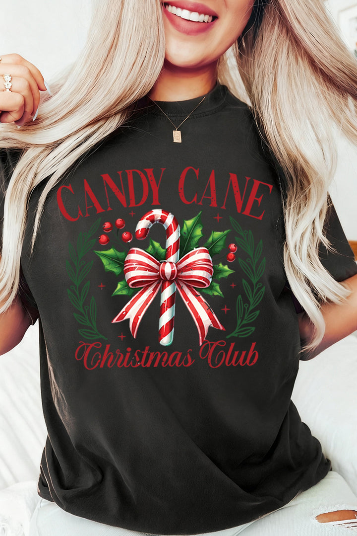 🎄 Luke & Estelle “Candy Cane Christmas Club” Graphic Tee – Holiday Cheer in Style ❤️🤍