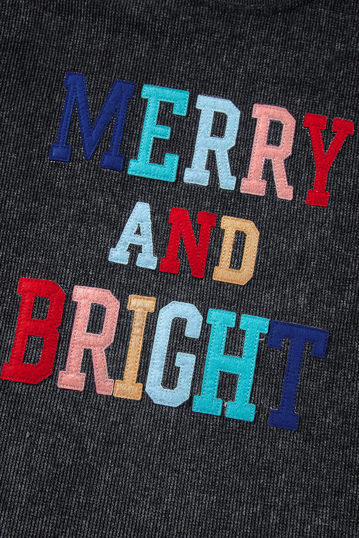 Merry & Bright Corded Sweatshirt – Charcoal