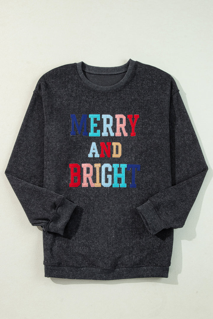 Merry & Bright Corded Sweatshirt – Charcoal