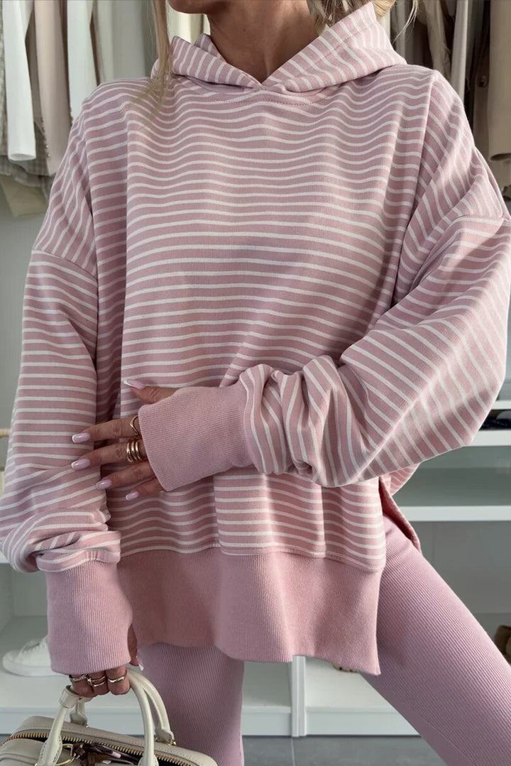 Sweet Stripe Oversize Hoodie — Blush