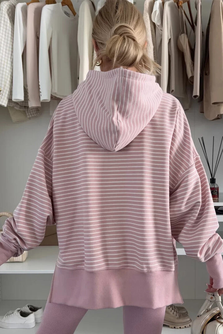 Sweet Stripe Oversize Hoodie — Blush