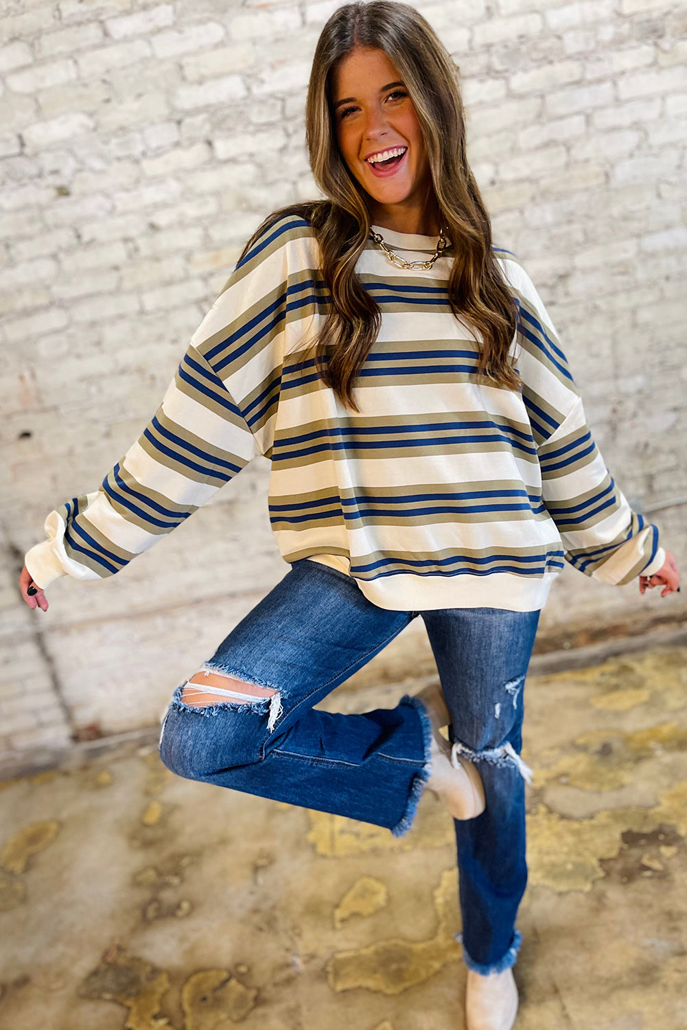 Weekend Vibes Striped Pullover