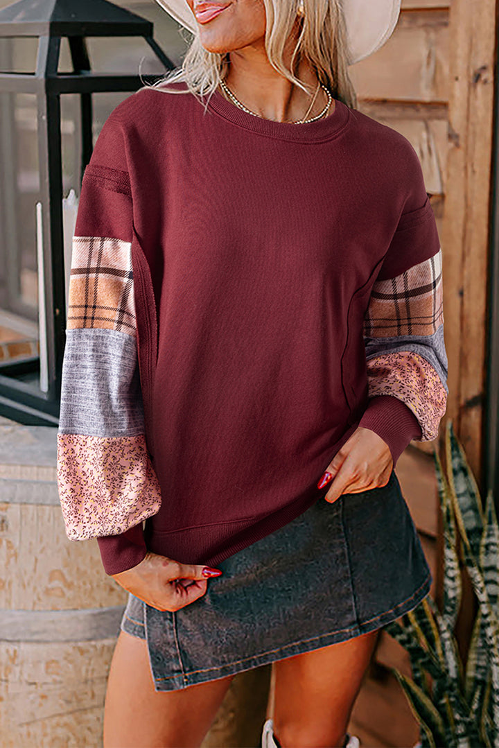 Harvest Moon Patchwork Sleeve Sweatshirt