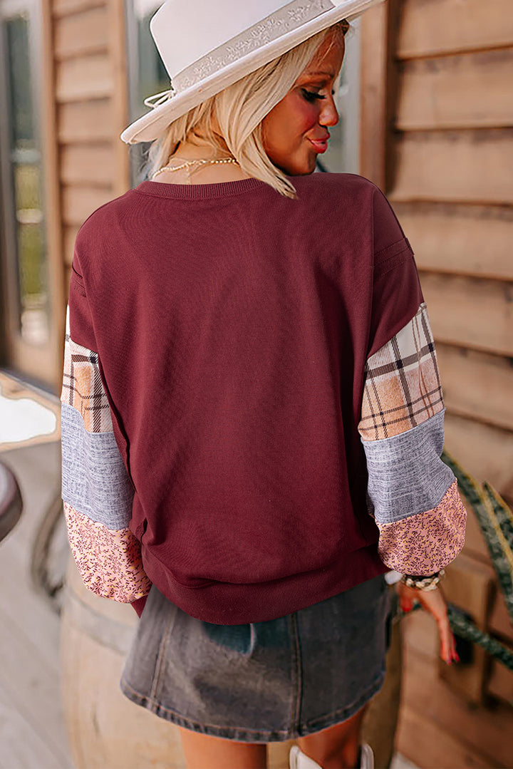Harvest Moon Patchwork Sleeve Sweatshirt