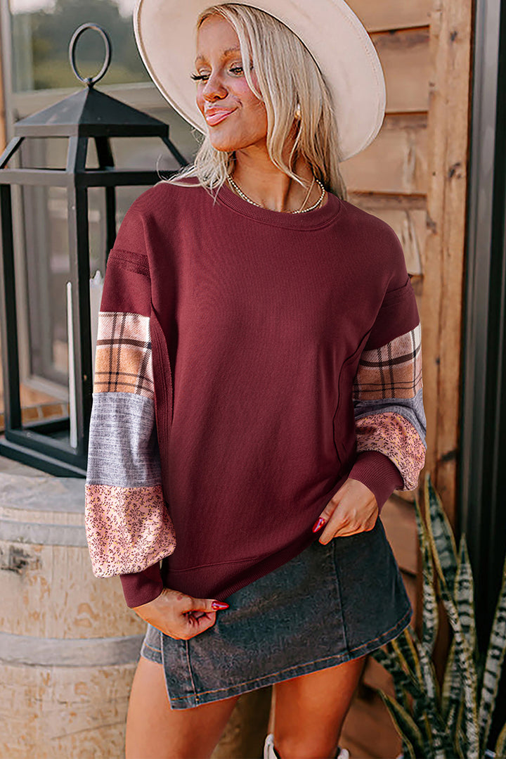 Harvest Moon Patchwork Sleeve Sweatshirt